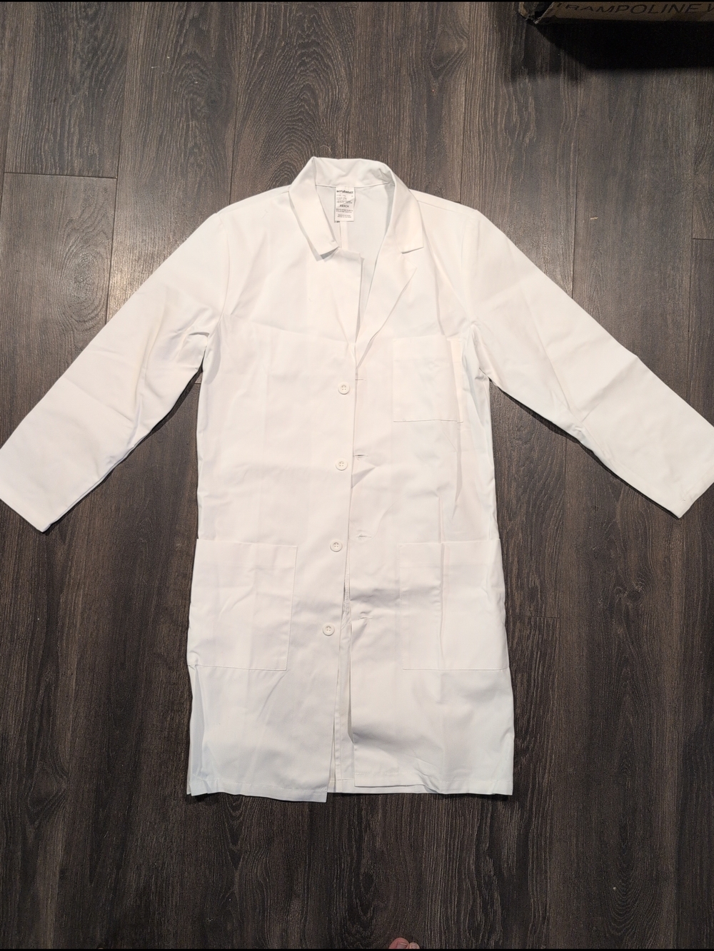 Unisex Professional Long Sleeve White Lab Coat Button Down With Pockets Size XS